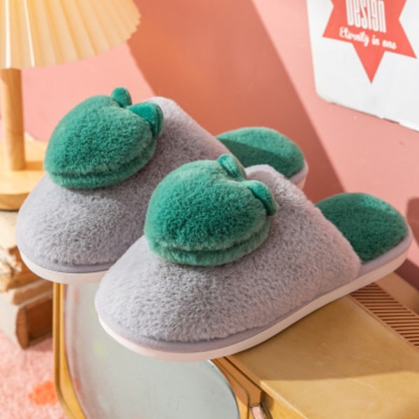 Mub- Light Cotton Slippers Winter Warm Plush Couple Slippers Cute Indoor Home Slippers green 39