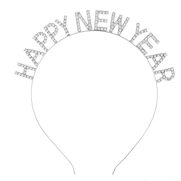 Mub- Go Party Happy New Year Hovedbøjle Glædelig Jul Festartikler Dekoration Diamant Metal Legering Hjorte Julehårbøjler Tiaraer Hovedbeklædning Silver-Happy New Year