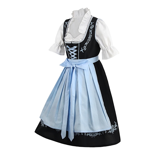 Xib- Halloween hyggeligt kostume Oktoberfest Bayersk traditionel ølkostume kjole broderet stuepige kostume stuepige dragt 2XL