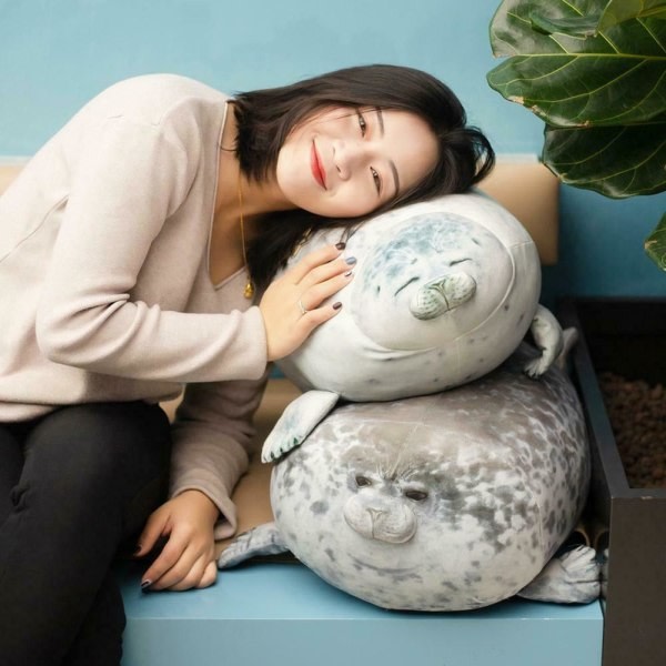 Angry Seal Kudde Plysch Seal Animal Toy Seal Kudde .q Grey 30CM