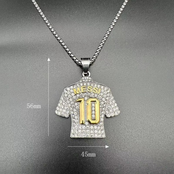 Mub- Tillbehör: Titanium stål fotboll MESSI No.10 tröja hängsmycke halsband Bicolor