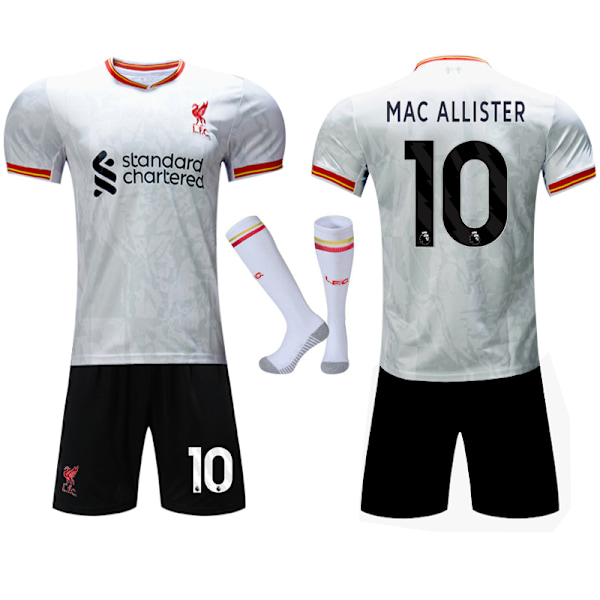 Liverpoolin 2024-2025 Vieraileva Jalkapallopaitasetti Lapsille ja Aikuisten, Sukat Mukana, Nro. 10 MAC ALLISTER No.10 MAC ALLISTER XL