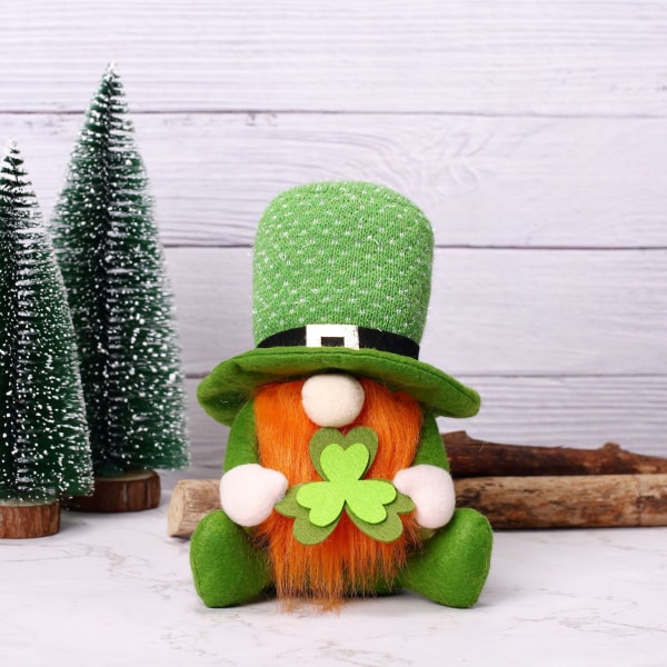 Mub- St. Patrick's Day Rudolph Doll Irländsk Festival Shamrock Ansigt Dukke Grønt Blad 2PCS