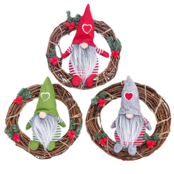 3 stycken juldekorationer, liten Rudolf rottingring .c