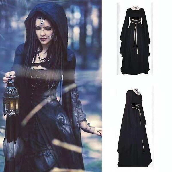 Medieval Witch Dress Vampire Bride Costumes Women Halloween Carnival Party Cosplay -a Green S