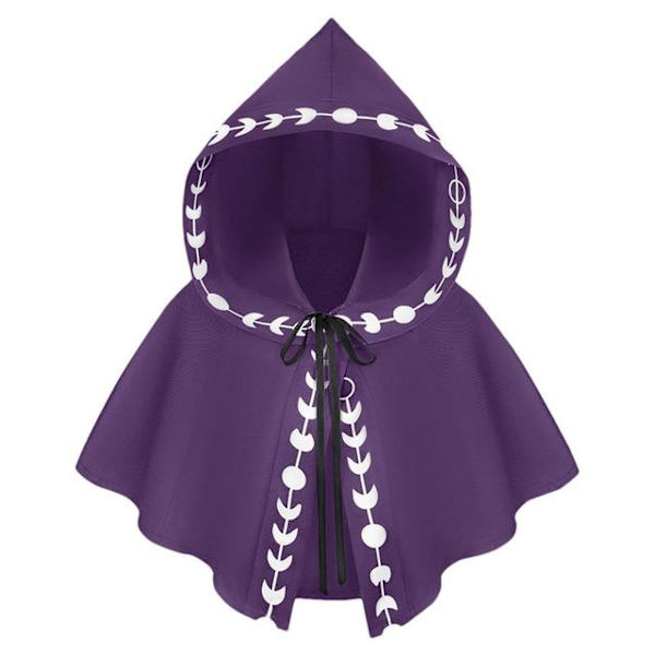 Mub- Keskiaikainen miesten ja naisten viitta Halloween-tulostus velho cosplay-asu Lyhyt hupullinen viitta Halloween-karnevaalijuhlat Cosplay-asusteet 5