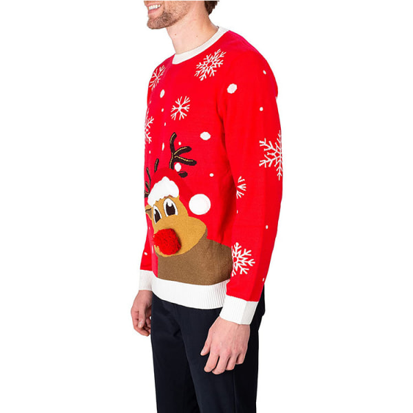 Mub - Efterår og vinter ny jule-elg vibe festlig casual strikket trøje red XL