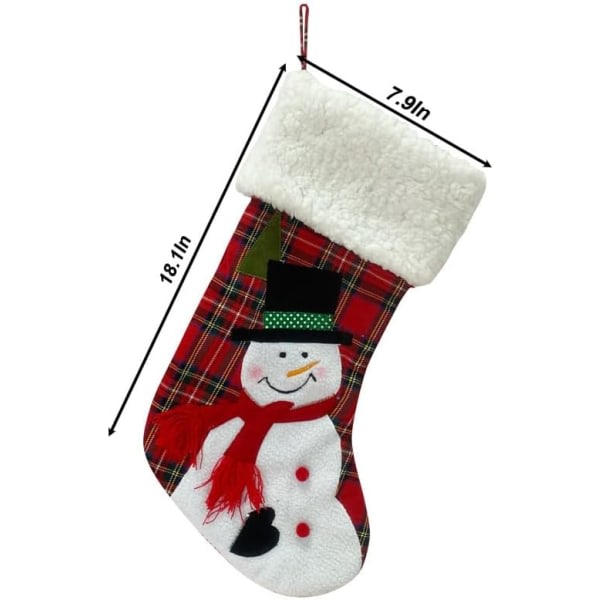 2Pack Julstrumpor 18 Inches Large Röd Pläd Xmas Strumpor Jul .C
