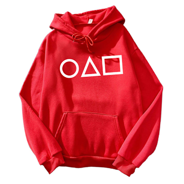 Squid Game Hoodie Løs Vinter Langærmet Casual Hood Top . red M