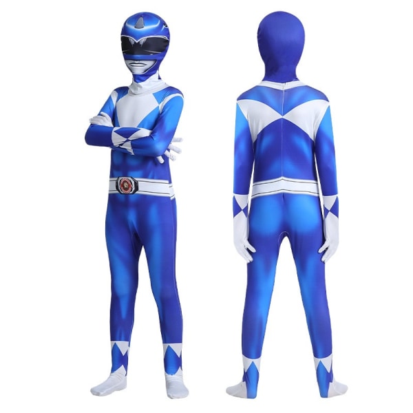 Mub- Tights cos Tyrannosaurus Rex Imperial White Tiger Company cos onesie children's clothes cosplay costume Power Rangers Blue 160