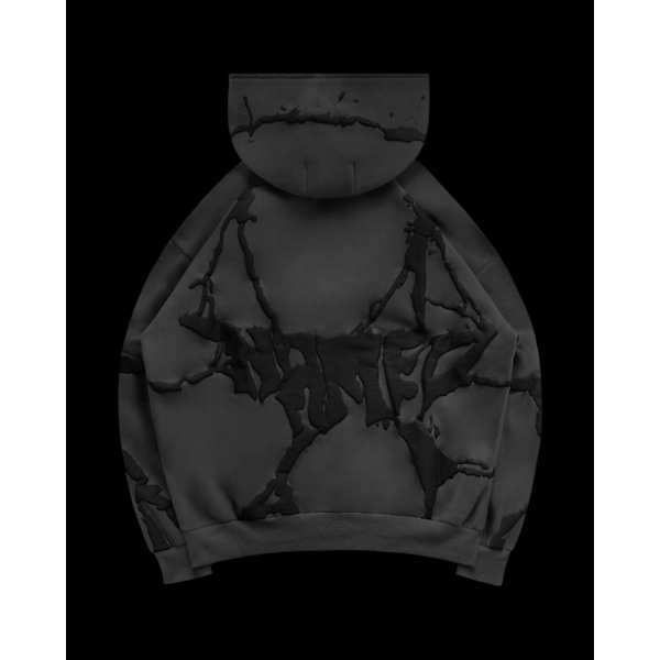 Mub- 2024 Uusi Vintage Vaahtopainettu Kolmivärinen Huppari Syksy/Talvi Irtonainen Ylisuuri Sarja Dark gray XL
