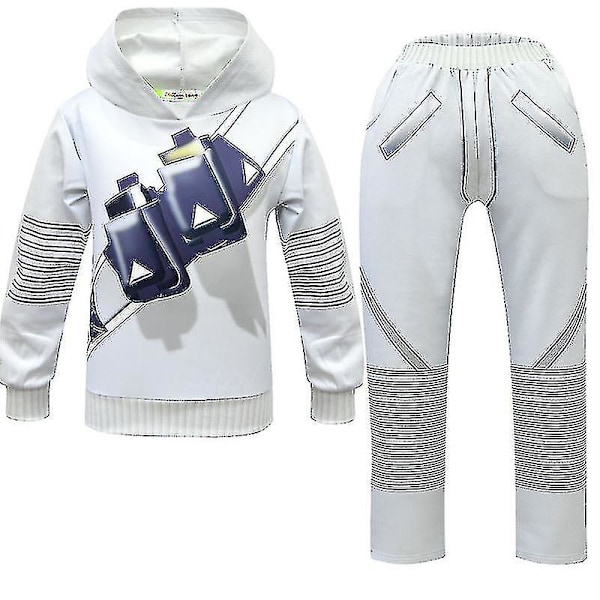 Barn Marshmallow Cosplay kostym Halloween festklänning Set Sweatshirt Byxor Huvudbonader CNMR 7-8 Years