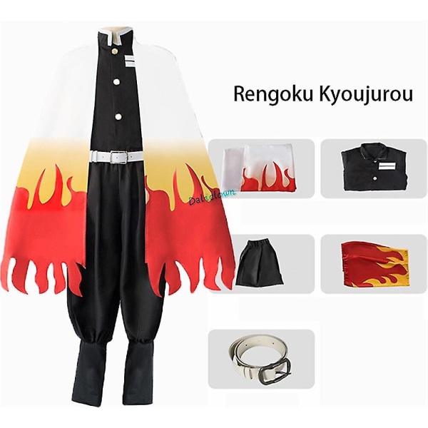 Anime Demon Slayer: Kimetsu No Yaiba Zenitsu Giyu Tanjirou Kamado Nezuko Cosplay Kvinder Børn Mænd Kimono Uniform Cosplay Kostume Høj Kvalitet -a Rengoku Kyoujurou Adult L