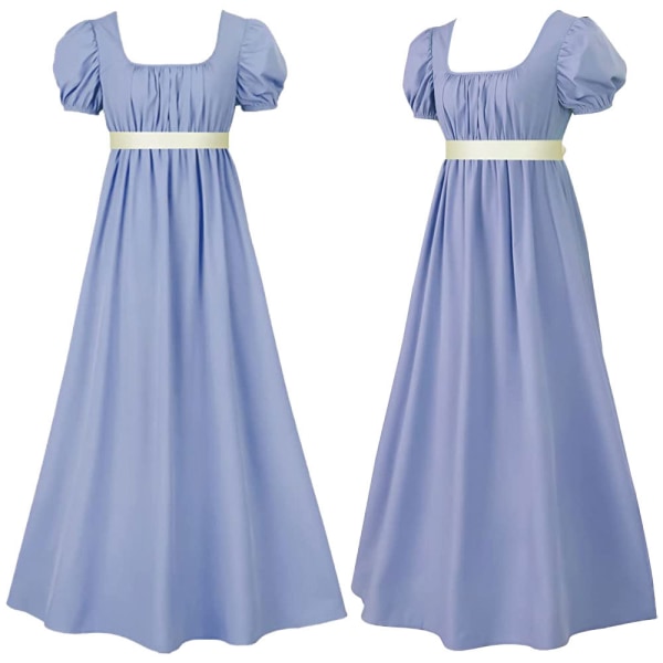Bridgetown cos retro regentklänning hög midja balklänning viktoriansk teklänning light blue M