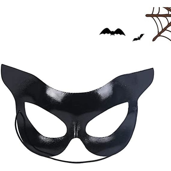 Halloween Katte Maske Catwoman Halvmaske Sort Maske Halvt Ansigt Sexet Catwoman Skønhedsmaske Halloween Fest Kostume