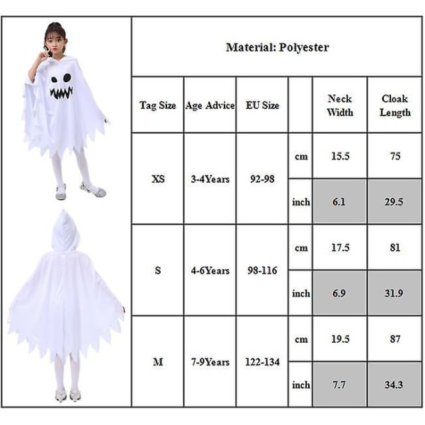3-9 år barn Halloween fest Cosplay kappa skummel Smiley glød i mørket kostyme gaver -a 3-4 Years