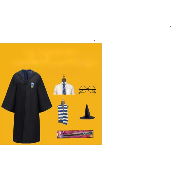 Mub- Ny ankomst Harry Cosplay Kostyme Potter Robe For Halloween Party Kostymer Ravenclaw seven sets children 145cm