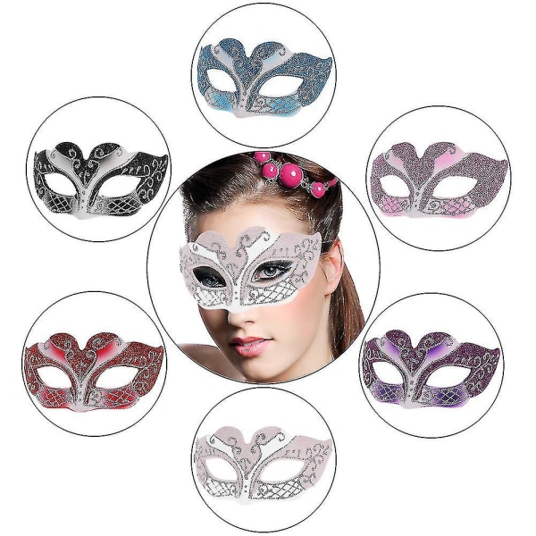 Hvid Festnight Sexet Plastik Phantom Halvmaske Halloween Maskeradebal Maske Med Glitterdekoration