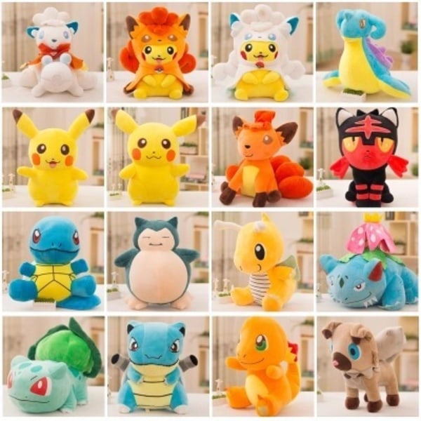 Mub- Cartoon Anime Plush Dolls Pokemoned Pikachu Bulbasaur Squirtle Charmander Kawaii Plush Toys Grab Dolls For gifts as picture 2 20-30cm