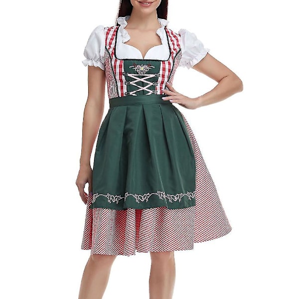 Naisten Oktoberfestin asu Aikuisten Dirndl Saksan perinteinen Baijerin olutfestivaali Fraulein Cosplay palvelijattaren mekkoasu -a Dark Green M