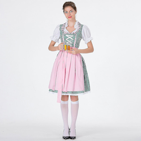 Naisten Oktoberfestin asu Saksan Dirndl-mekko Asumekko Baijerin karnevaalijuhlat Haoyi -a Light blue XL