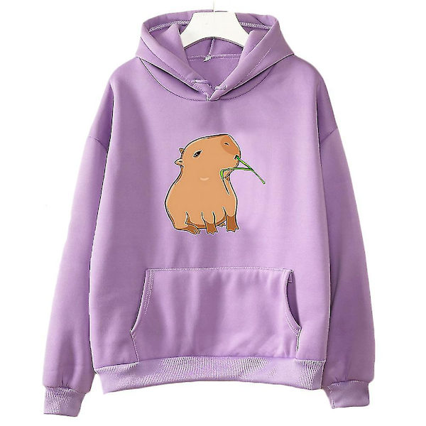 Funny Capybara Print Hoodie Women/men Kawaii Cartoon Tops Sweatshirt For Girls Unisex Fashion Harajuku Graphic Hooded Pullovers-G .i light-purple M