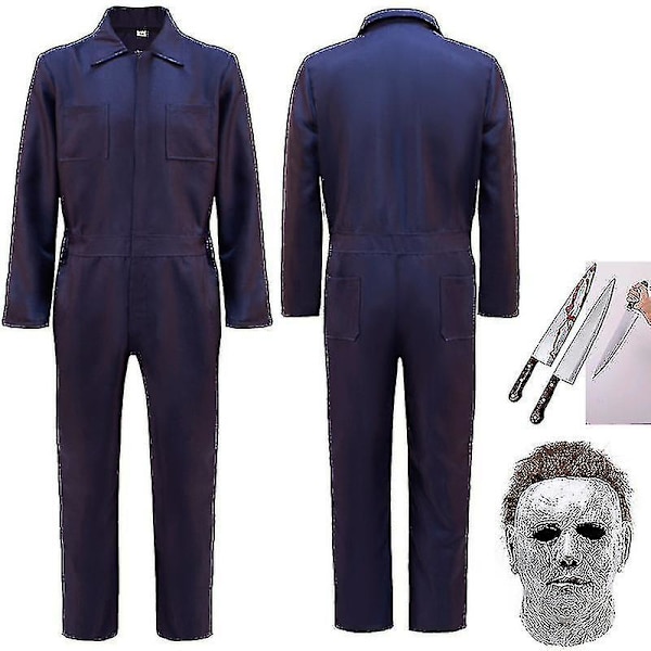Halloween Michael Myers Kostyme Moonlight Panic Horror Killer Cosplay Kostyme -a Clothes with Mask and Knife M