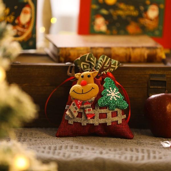Mub- Jul äppelväska tecknad docka Julklapp påse godis dagis gåva C-D35 B Fawn Röd Buntficka
