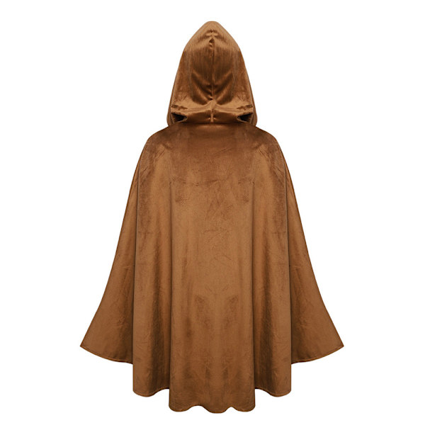 Cos middelalderlig retro kappe hætte kappe mokka kappe Halloween fest kostume kappe brown M