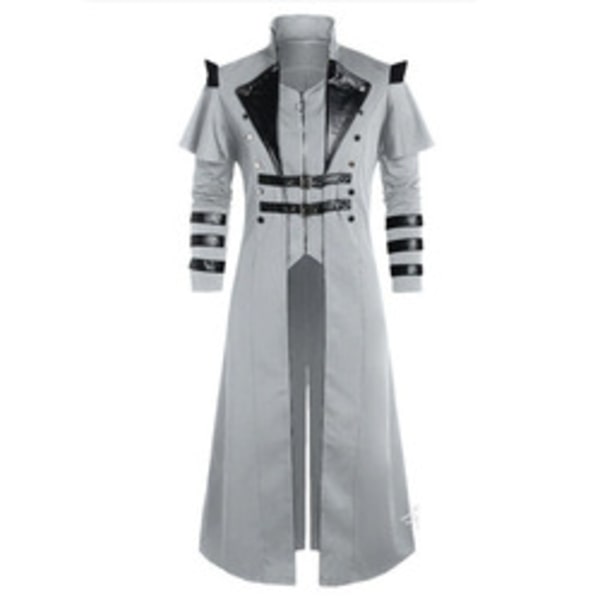 Mub- Halloween edieval Steampunk Assassin Elves Pirat Kostume Til Voksne  Vintage Lang Split Jakke Gotisk Rustning Læderfrakker Black M