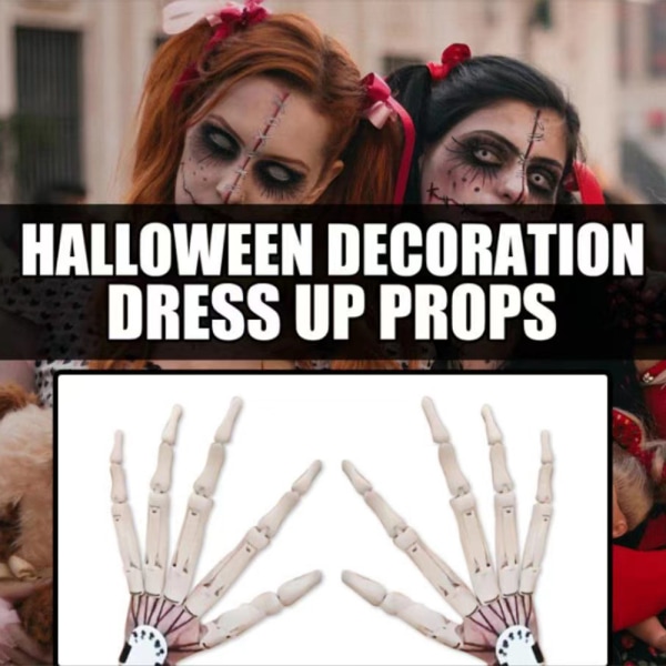 Skräck Halloween Fingers Cosplay Ghost Hand Finger Skelett Prop .i White right hand