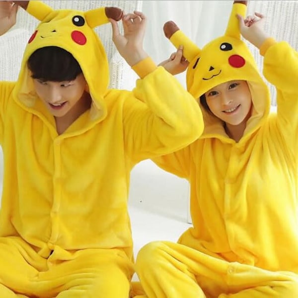 Pikachu Anime Cosplay Animal Voksne Kvinder Tegneserie Pyjamas Vinter Varme Onesie Sjov Blød Sød Jumpsuit Til Piger -a 6T(Height 105-115CM)