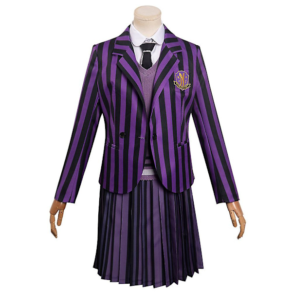 Enid Sinclair Cosplay Kostume Wednesday Addams Uniform Frakke Top Kjole Dragt Halloween Karneval Festtøj Til Forklædning -a Khaki L