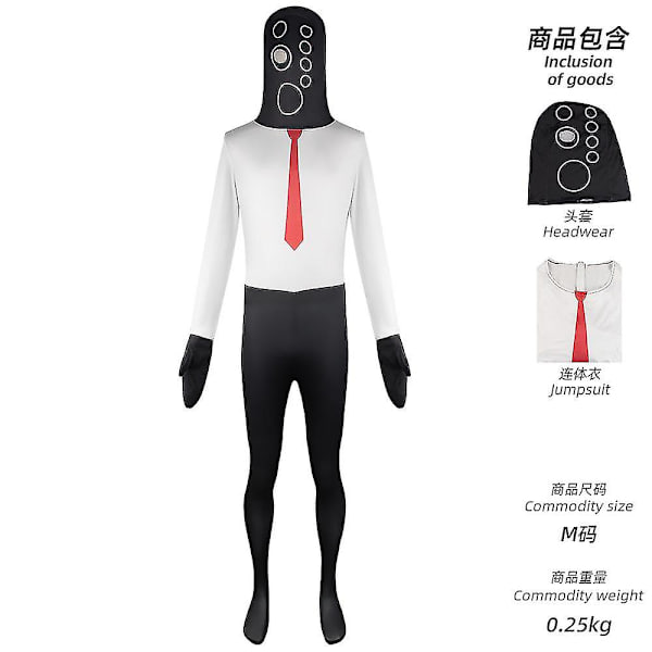 Skibidi WC Cosplay-asu Kaiutinmies Videokamera Mies TV Mies Cosplay Skibidi WC Asu Peli Vaatteet Puku Naamio Lapsi Aikuinen -a loudspeaker man jumpsuit XS