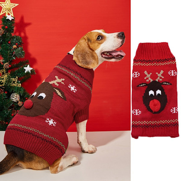 Mub- Jul husdyrkjole rød nese fawn kjæledyr genser liten mellomstor hundegenser black S