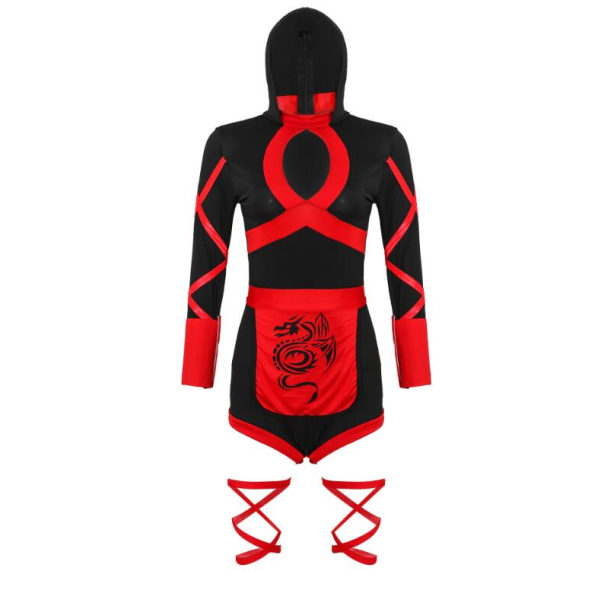 Mub- TOCK 2Colors Japan Anime Women Halloween Clothes exy Black Ninja Cosplay Costumes Jumpsuit For Women Red S