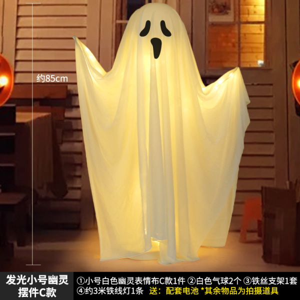 Mub- Halloween Dekorationer Udendørs, Spooky Ghost Halloween Dekoration med Lysstrenge Batteridrevet  Ghost 2 165cm