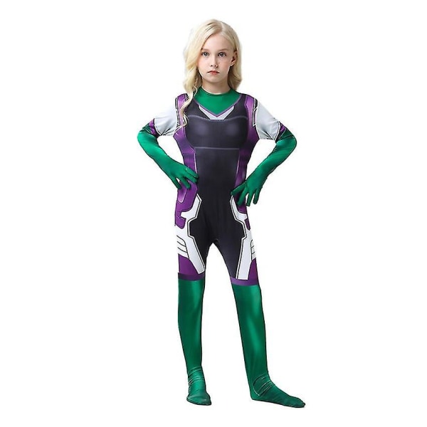 She-hulk Cosplay Anime Figure Halloween Costumes For Kid Catsuit Zentai Fantasy Superhero Jumpsuits Disguise Women Dress Clothes -a 120( for 115-125cm)