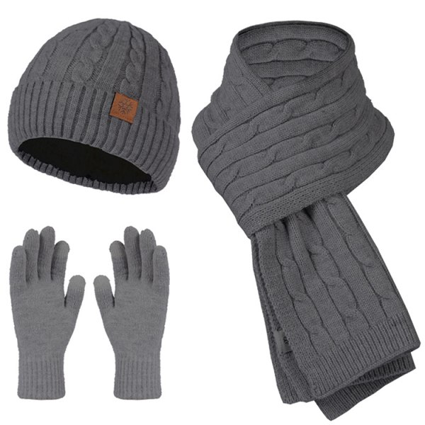 Mub- Factory Direct Høj Kvalitet Handske 3stk Unisex Sæt Varm Uld Hat Halstørklæde Handsker Sæt Til Vinter Dark Grey