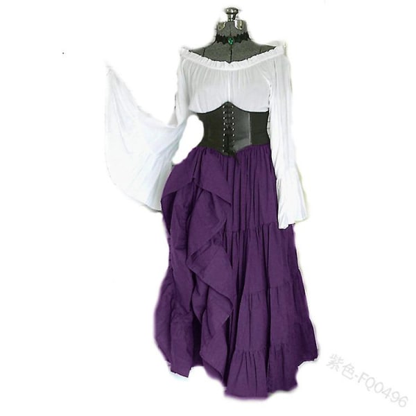 Masquerade Victorian Gothic Queen Aftenkjole Medieval Renæssance Elf Prinsesse Lolita Fest Kvinder Dans Retro Cosplay Kostume -a Purple XXXXL