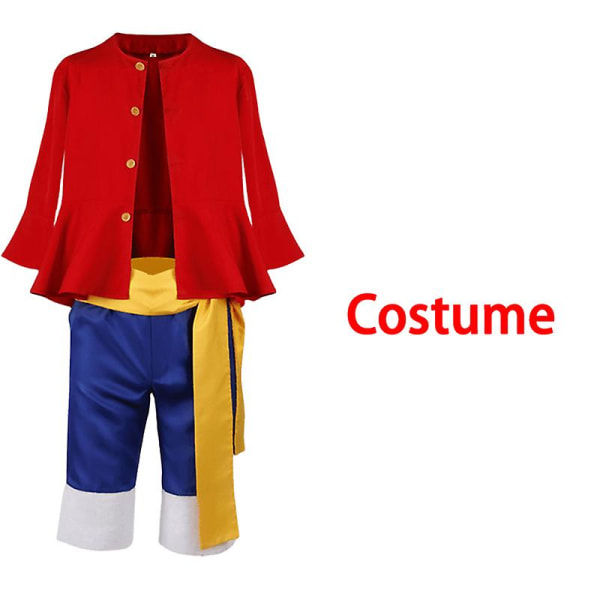 Luffy Cosplay Kostyme Anime Monkey D Luffy Cosplay Uniform Hat Halloween Kostyme For Menn Gutter Barn -a costume adult S