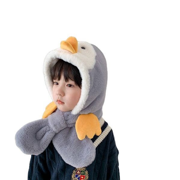 Mub- Laadukas Hattu Huivi Integroitu Lasten Vauvan Talvi Söpö Pehmo Bonnet Pojat ja Tytöt Lämmin Huivi Super Söpö Hattu Penguin gray