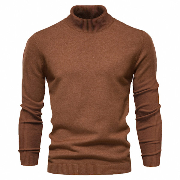 Mub - Høst og vinter ny casual herre ensfarget pullover genser høy hals herre casual strikket tråd Flower coffee XXL is suitable for 82-90kg