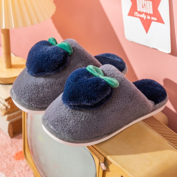 Mub- Light Cotton Slippers Winter Warm Plush Couple Slippers Cute Indoor Home Slippers Navy 44