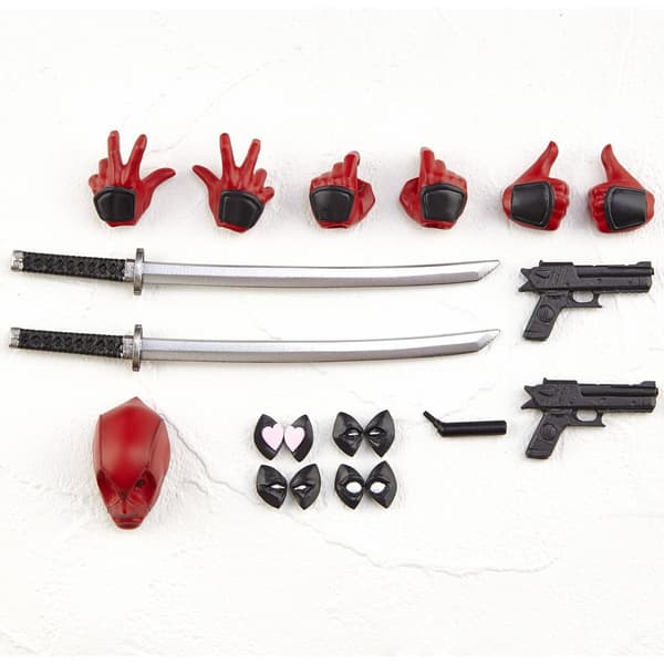 Xib- Yamaguchi Deadpool Movable Joint Interchangeable Face Box Figure Ornament Red (Gear Joint)