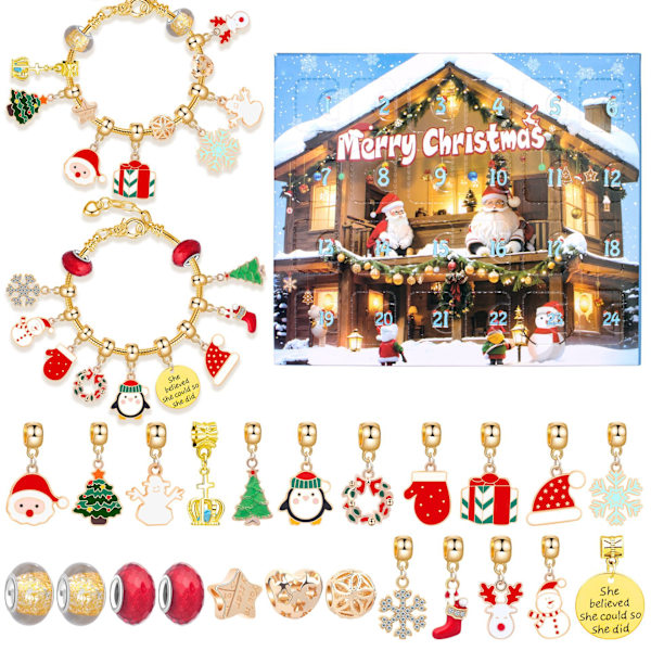 Gull julekalender gaveeske DIY perle armbånd advent julekalender blindboks .C C