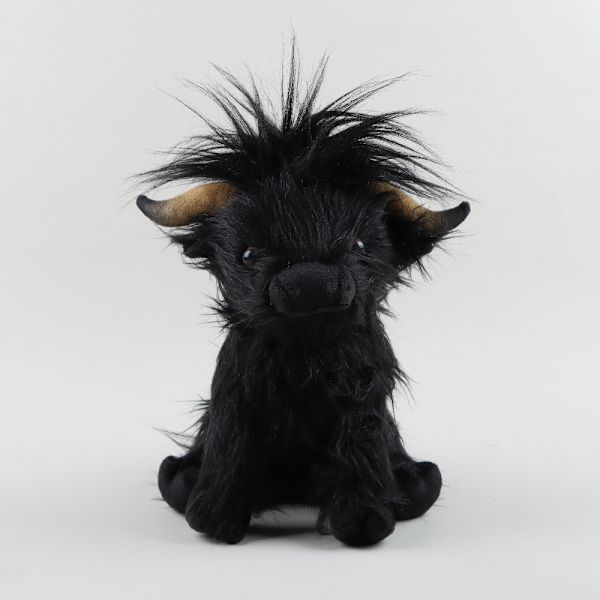 Mub- Highland Cow Skotsk Highland Cow Plysch Leksak Simulering Långhårig kodocka black