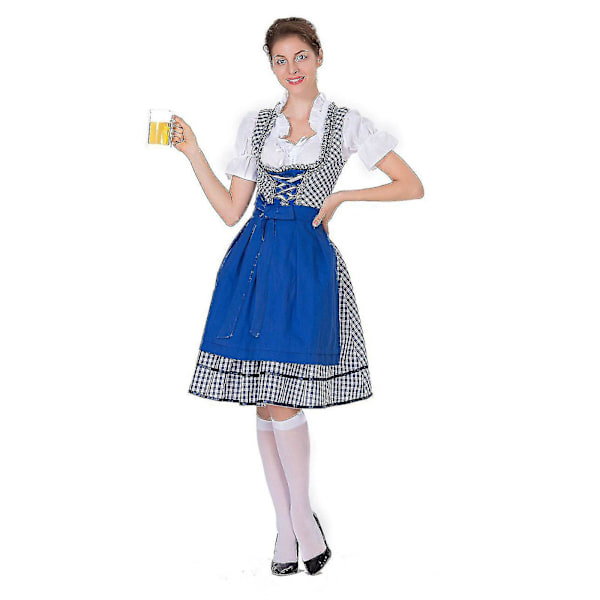 Naisten Oktoberfestin asu Saksan Dirndl-mekko Asumekko Baijerin karnevaalijuhlat Haoyi -a Blue L