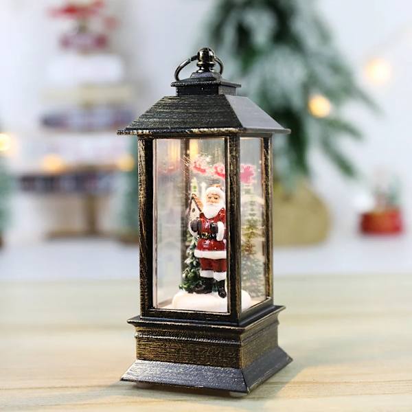 Mub - Engros store størrelse julelampe lanterne lys led vanlig stil ferie hjem skrivebord nattlys for juledekorasjon 4