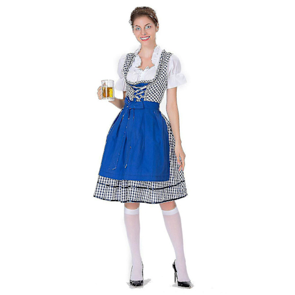 Naisten Oktoberfestin asu Saksan Dirndl-mekko Asumekko Baijerin karnevaalijuhlat Haoyi -a Blue L